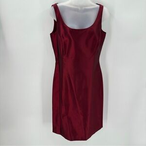 Ann Taylor Sheath Dress Women’s 8 Burgundy Silk Classic Elegant Occasion FLAWED